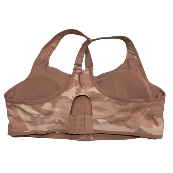 NWT ATHLETA Empower II Train Printed Bra A-C Sz LARGE Pink Camo Front Zipper - Picture 2 of 6